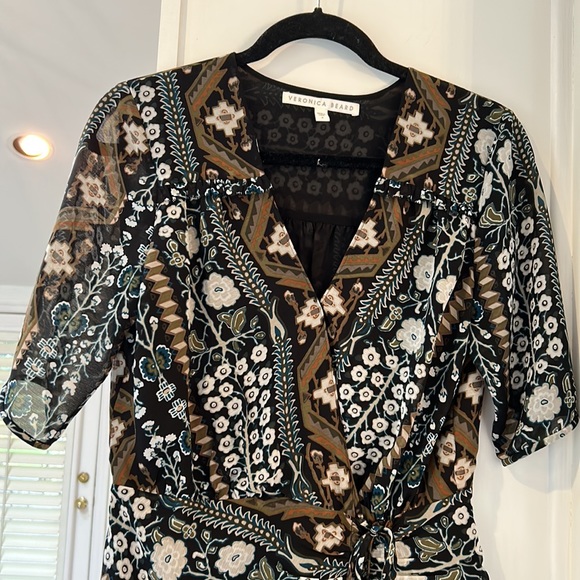 Veronica Beard Mariposa Floral midi dress, black. Size 4 - Picture 6 of 12